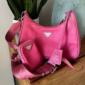 Authentic Prada re-edition nylon bag pink